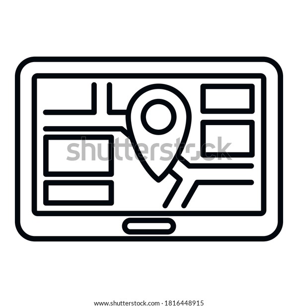 Tablet gps map icon. Outline\
tablet gps map vector icon for web design isolated on white\
background