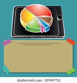 Tablet, graph and blank paper,Vector