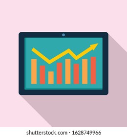 Tablet graph icon. Flat illustration of tablet graph vector icon for web design
