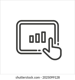 Comprimido con el icono del gráfico sobre fondo blanco.