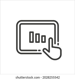 Comprimido con el icono del gráfico sobre fondo blanco.