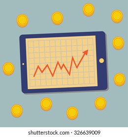 Tablet, Graph, Money