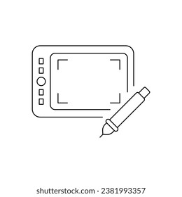 Tablet for graphic design. pen tablet for design vector. isolated on white background. vector illustration