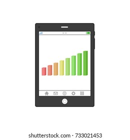 Tablet with graph,Technology con concept on white background