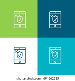 Tablet green and blue material color minimal icon or logo design