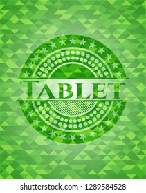 Tablet green emblem with mosaic background