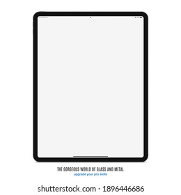 tablet grey color with blank touch screen saver isolated on white background. front view mockup of realistic and detailed device with shadow. stock vector illustration