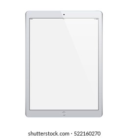 tablet grey color with blank touch screen and flare isolated on white background. realistic and detailed device mockup. stock vector illustration