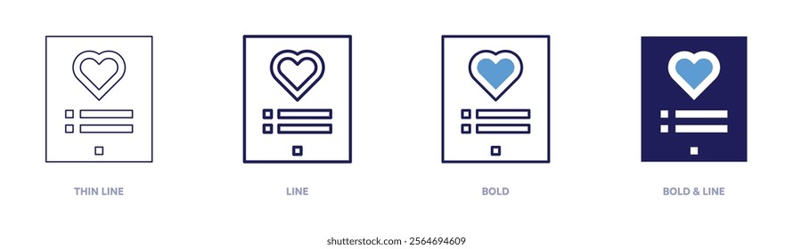 Tablet habits icon in 4 different styles. Thin Line, Line, Bold, and Bold Line. Duotone style. Editable stroke.