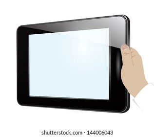 Tablet in hand. Vector