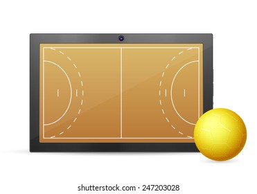 Tablet handball on a white background. Vector illustration.