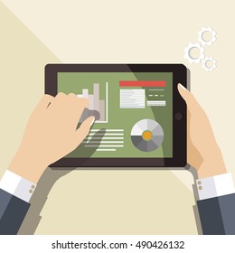 Hands Holding Tablet Online Training Concept Stock Vector (Royalty Free ...