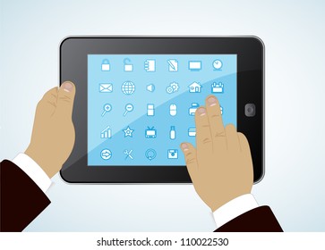 tablet in hands - concept a successful modern business life