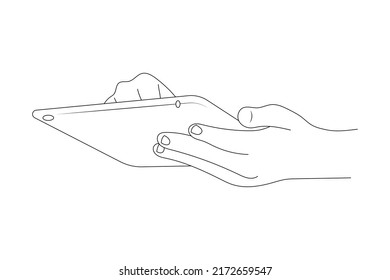 Comprimido en la vista de las manos dibujando ilustración vectorial.