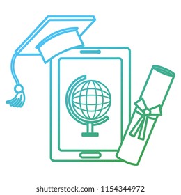 tablet with hat and diploma graduation