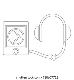 tablet and headphones icon