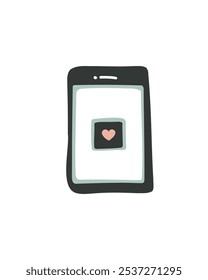 Tablet with a heart on the screen, minimal design