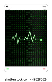 tablet with heart rate on screen
