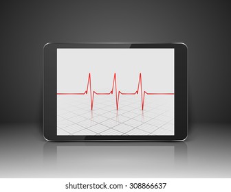 Tablet  with heart sign on screen,vector