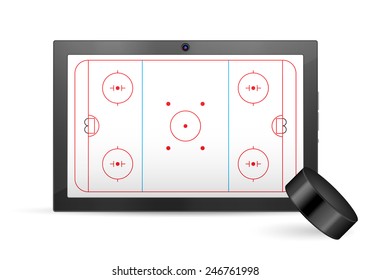 Tablet hockey on a white background. Vector illustration.