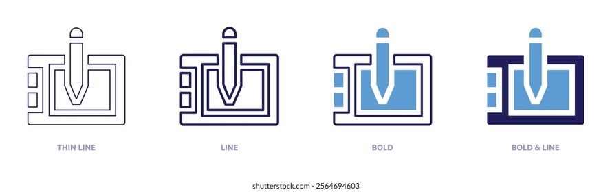 Tablet holder icon in 4 different styles. Thin Line, Line, Bold, and Bold Line. Duotone style. Editable stroke.