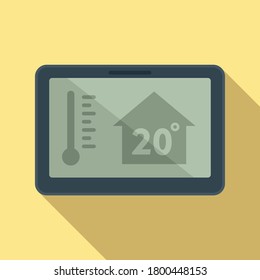 Tablet home climate control icon. Flat illustration of tablet home climate control vector icon for web design