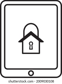 Tablet Home line icon vector design template and illustration with editable stroke