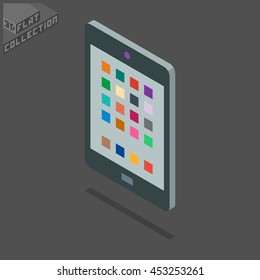 Tablet Icon. 3D Isometric Low Poly Flat Design. Vector illustration.