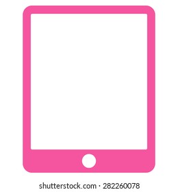 Tablet icon from Basic Plain Icon Set. Style: flat vector image, pink color, rounded angles, white background.