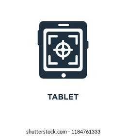 Tablet icon. Black filled vector illustration. Tablet symbol on white background. Can be used in web and mobile.