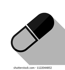 tablet icon. Black object with long shadow on white background
