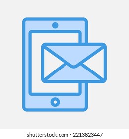 Tablet icon in blue style about email, use for website mobile app presentation