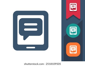 Icono de la tableta. Burbuja de chat, burbuja de discurso, mensaje, mensajería instantánea. Profesional, píxel icono de Vector perfecto.