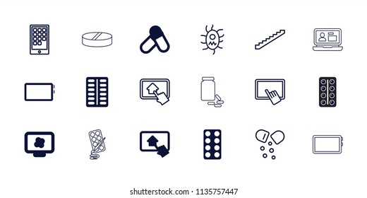 Tablet icon. collection of 18 tablet filled and outline icons such as pill, stairs, virus and pills, medical pills, paints, laptop. editable tablet icons for web and mobile.