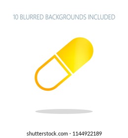 tablet icon. Colorful logo concept with simple shadow on white. 10 different blurred backgrounds included