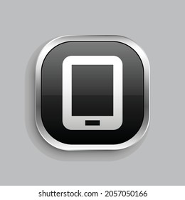 tablet icon design. Glossy Button style rounded rectangle isolated on gray background.. Vector illustration
