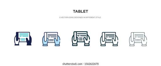 tablet icon in different style vector illustration. two colored and black tablet vector icons designed in filled, outline, line and stroke style can be used for web, mobile, ui