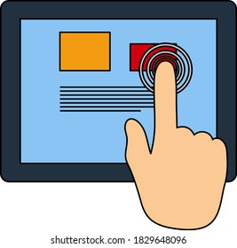 Tablet Icon. Editable Outline With Color Fill Design. Vector Illustration.