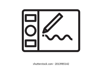 el icono de tableta. Elemento de Media para concepto móvil e icono de aplicaciones web. Icono de línea delgada para el diseño y desarrollo de sitios web, desarrollo de aplicaciones sobre fondo blanco