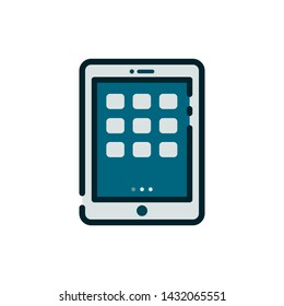 Tablet icon. Filled style. Vector illustration 