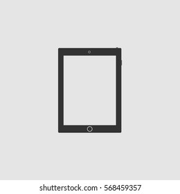 Tablet icon flat. Black pictogram on grey background. Vector illustration symbol