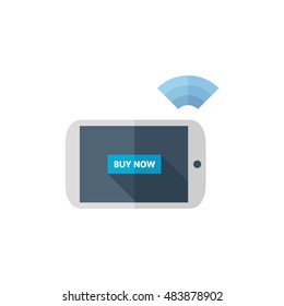 Tablet icon in flat color style. Buy now shopping online shop e-commerce sale