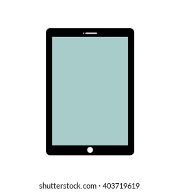 Tablet Icon. Flat tablet computer with blue screen isolated on white background. Vector tablet icon.