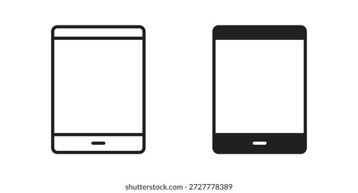 Icono de tableta plana y colección de trazo para ui ux trabajo.
