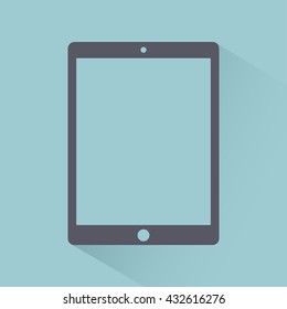 Tablet icon flat style, gadget isolated on light background with shadow, stylish vector illustration for web design