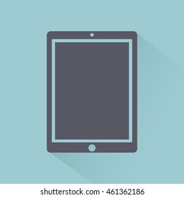 Tablet icon flat style, gadget isolated on light background with shadow, stylish vector illustration for web design