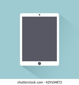Tablet icon flat style ,isolated on light background with shadow, stylish vector illustration for web design