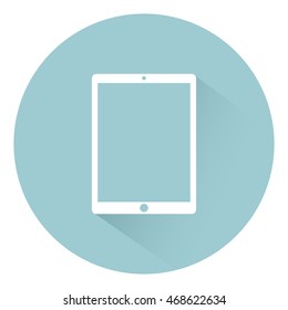 Tablet icon flat style ,isolated on background with shadow, vector illustration for web design