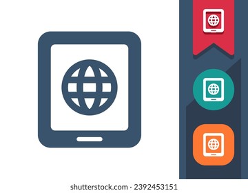 Tablet Icon. Globe, Internet. Professional, pixel perfect vector icon.