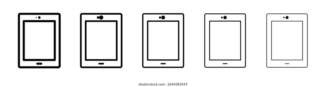 Tablet icon graphic set. trendy stroke line style